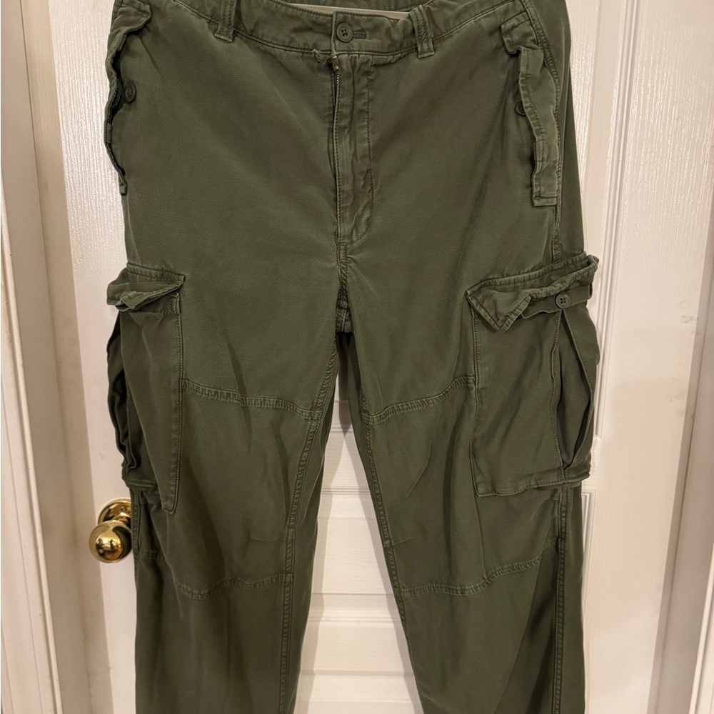 TNA Green Trousers with Utility Design